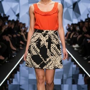 Anthropologie Tabitha Silk Dress Size 4 Bustling Avenues Runway Marble Pockets